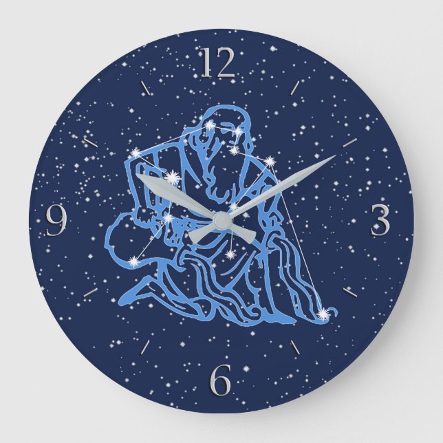 Relógio Grande Constelação de Aquarius e Sinal de Zodíaco com Est (Frente)