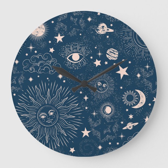Relógio Grande Constelações Galácticas: Design de Padrão Espacial (Frente)