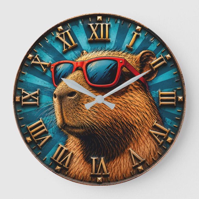 Relógio Grande Cool Capybara with Sunglasses (Frente)