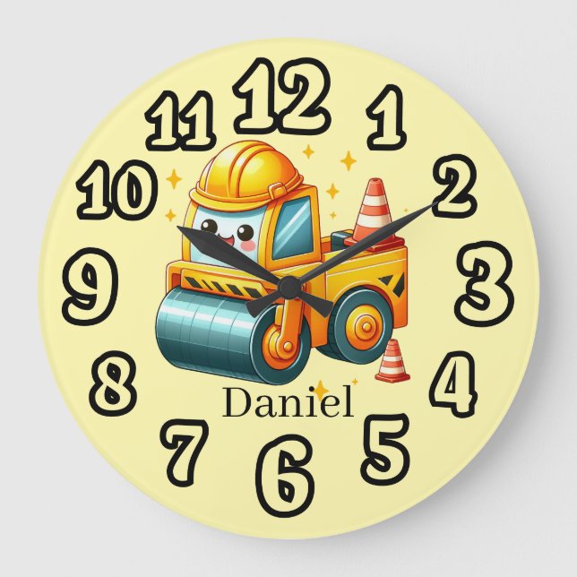 Relógio Grande Cool Construction lovers add name (Frente)