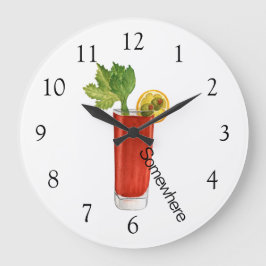 Relógio Grande Coquetel Bloody Mary Five O'Clock Somewhere