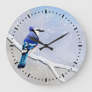 Relógio Grande Cor da água Pássaro de Neve Azul