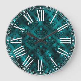 Relógio Grande Cor damasco de Glitter de Ómbre Teal