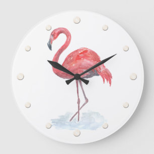 Relógio Grande Cor de água rosa Flamingo.