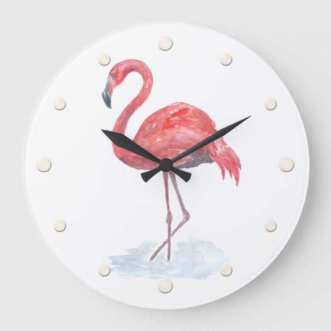 Relógio Grande Cor de água rosa Flamingo. (Frente)