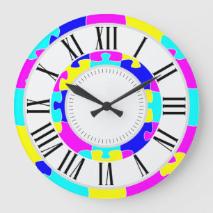Relógio Grande Cor-de-rosa brilhante Azul, Quebra-cabeça de pintu