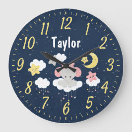 Relógio Grande Cor-de-rosa elefante e Marinho