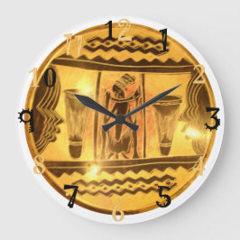 Relógio Grande Cor ouro amarelo vermelho africano tradicional