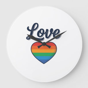Relógio Grande Coração Arco-íris Amor Orgulho Camisa Desenho Veto