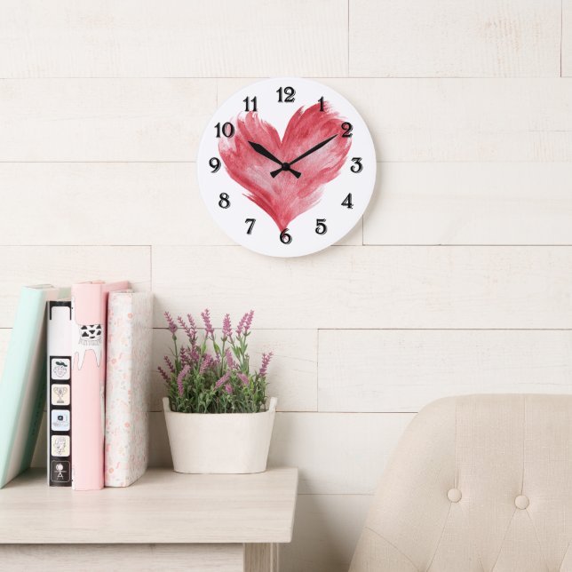 Relógio Grande Coração Chama Vermelha (Sala de leitura)
