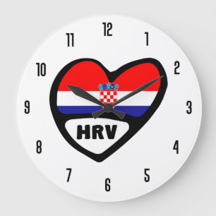 Relógio Grande Coração da bandeira do código de país HRV de