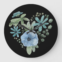 Coração Floral Azul e Verde em Aquarela