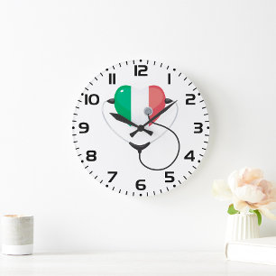 Relógio Grande Coração Italiano com Estetoscópio de Saúde