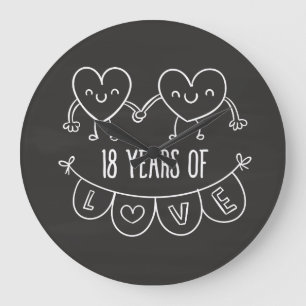 Relógio Grande Corações Gift Chalk do 18º aniversário