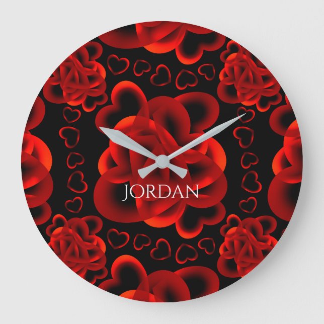 Relógio Grande Corações Inteiro Padrão (Frente)