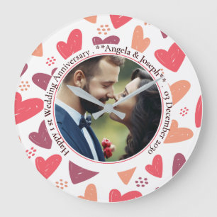 Relógio Grande Corações Românticos - Presente Personalizado do An