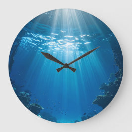 Relógio Grande Coral Sunlit Reef Underwater Wall Clock