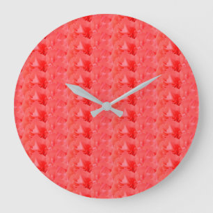 Relógio Grande Coral Vermelho - Design Floral Moderno