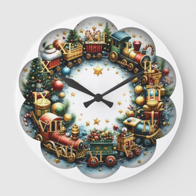 Relógio Grande Cores d'água no Natal Branco (Frente)