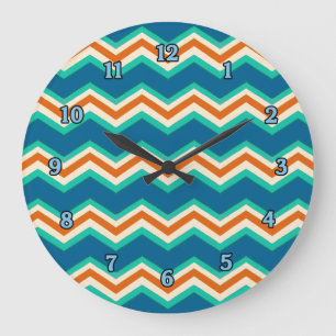 Relógio Grande Cores Tropicais Zig Zag Clock