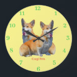 Relógio Grande Corgi Pets<br><div class="desc">Corgi Pets for Nursey Clock</div>