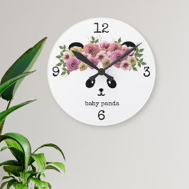 Relógio Grande Coroa Floral Personalizada Da Garota Do Urso Panda