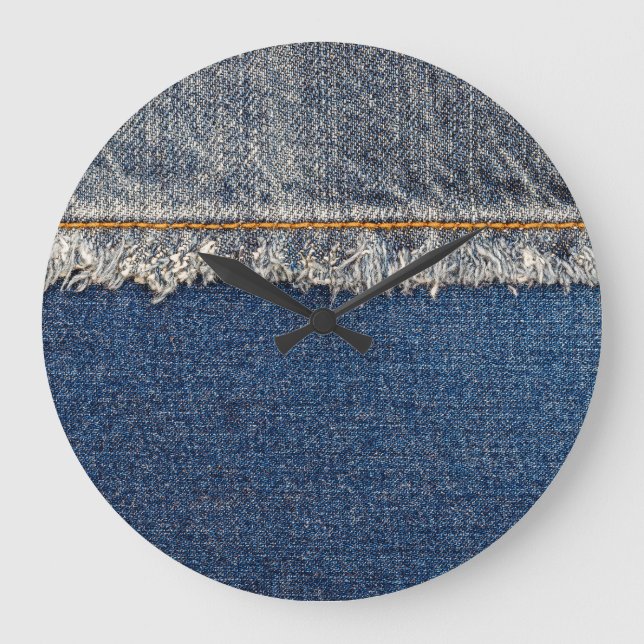 Relógio Grande Cortina Laranja, Patch Duplo De Denim. (Frente)