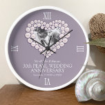 Relógio Grande Costume de 30 de aniversário de casamento do cardí<br><div class="desc">O relógio do aniversário de casamento do coração de pérola personaliza com sua própria foto de casal, ano de casamento e nomes ou relação com você. O exemplo diz o 30 Robinson Pearl Casado Aniversário do Sr. & Sra. Robinson, e o seu casamento e data atual. Outros itens correspondentes e...</div>