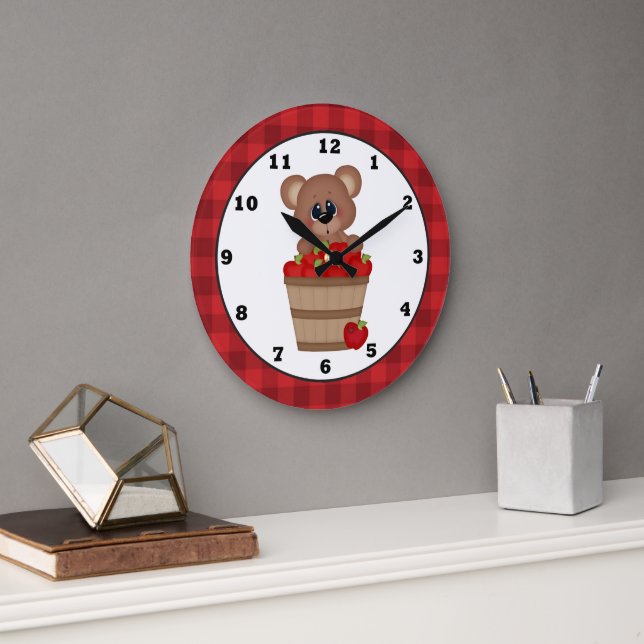 Relógio Grande Country Apple Bear Kitchen wall clock (Escritório)