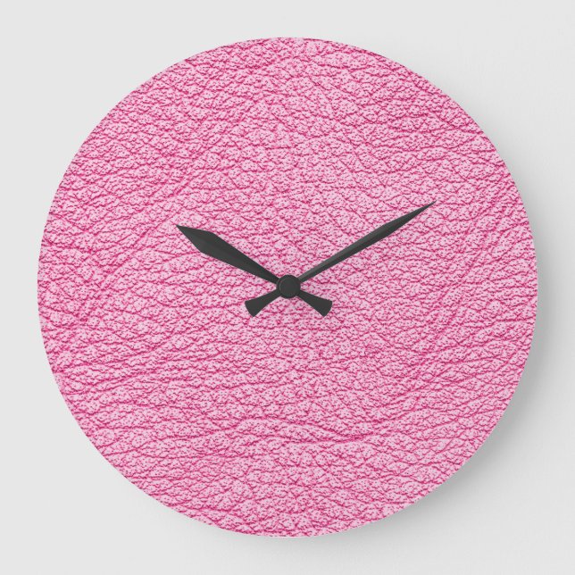 Relógio Grande Couro cor-de-rosa, fundo texturizado. (Frente)