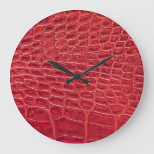 Relógio Grande Couro-jacaré vermelho-escura