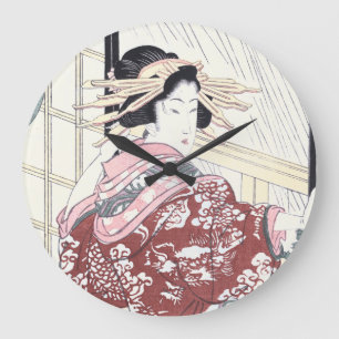 Relógio Grande Courtesan de Ukiyo-e do japonês com ornamento do