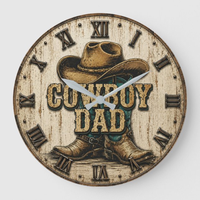 Relógio Grande Cowboy Dad Western Rustic Ranch (Frente)
