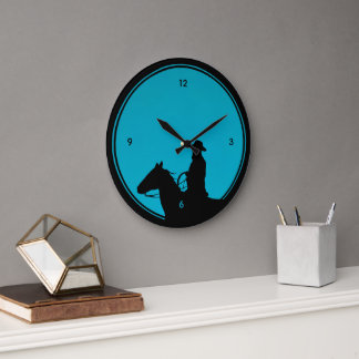 Relógio Grande Cowboy Silhouette on Turquoise