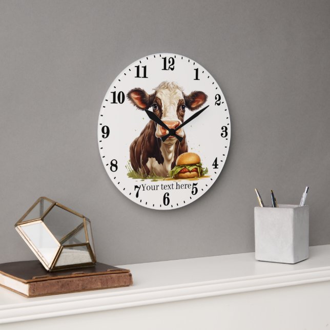 Relógio Grande cozinha amorosa de vaca fofa (Escritório)