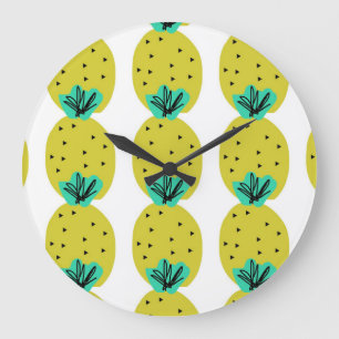 Relógio Grande Cozinha de Fruta Doodle Abacaxi
