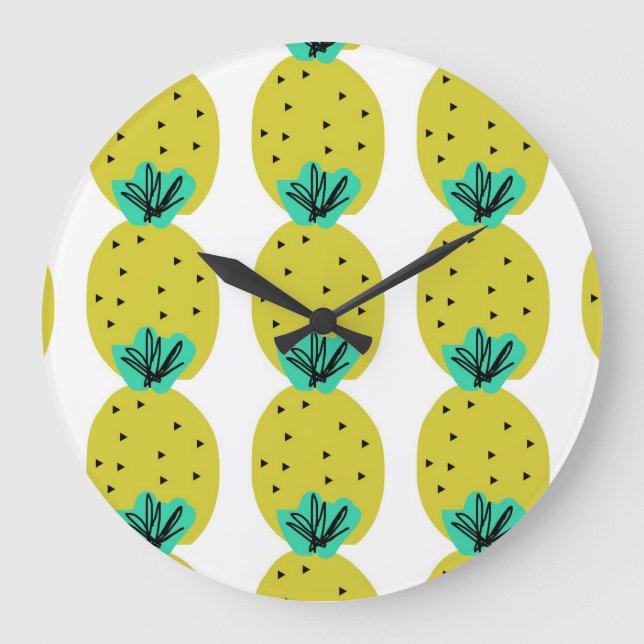 Relógio Grande Cozinha de Fruta Doodle Abacaxi (Frente)