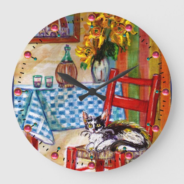 Relógio Grande COZINHA ITALIANA no gato de FLORENÇA, na cadeira (Frente)