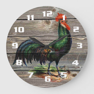 Relógio Grande Cozinha Rustic Country Rooster