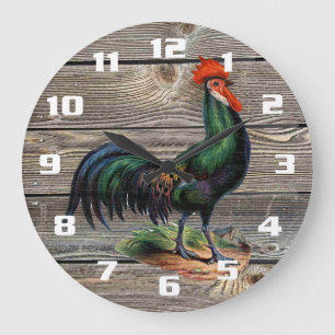 Relógio Grande Cozinha Rustic Country Rooster