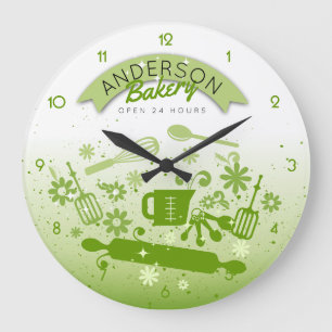 Relógio Grande Cozinhar de utensílios cozinheiros cozinha verde 