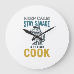 Relógio Grande Cozinhar Jacaré Selvagem Ilustração Antiga Gráfica