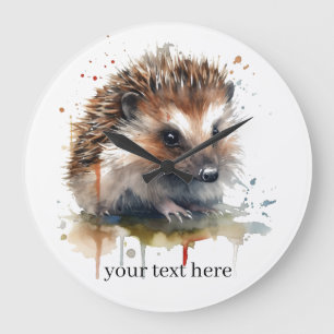 Relógio Grande  Cozy Critter: Ouriço em Aquarela, personalizado
