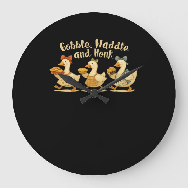 Relógio Grande Cozy Fall Season Goose Gobble Waddle Honk Cute Cot (Frente)