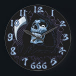 Relógio Grande Crânio de Grim Reaper<br><div class="desc">Reaper Art e Design</div>