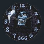 Relógio Grande Crânio de Grim Reaper<br><div class="desc">Reaper Art e Design</div>