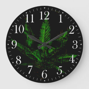 Relógio Grande Crânio Sinistro e Planta em Vaso