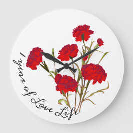 Relógio Grande Cravo Vermelho Floral Elegante Personalizável