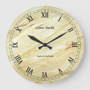 Relógio Grande Cream Marble Faux Finalizar Wallclock Round