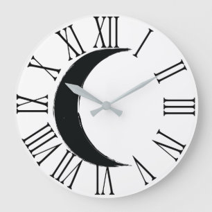 Relógio Grande Crescente Negro Despertando Astrologia da Lua Mági